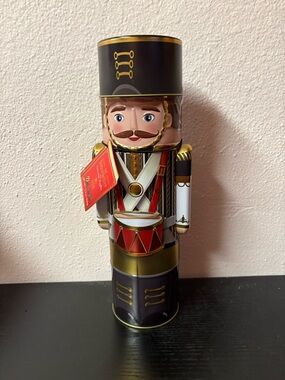Silver Crane Nutcracker Tin Holiday Decor Collectible Container NWT